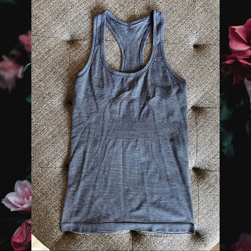 Lululemon Swiftly Racer Tank Navy Blue Stripes
